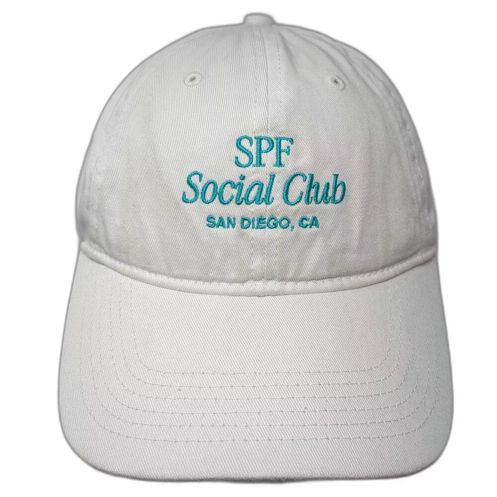 COOLA Baseball Cap White Blue OS Slideback SPF Social Club San Diego Hat Cotton